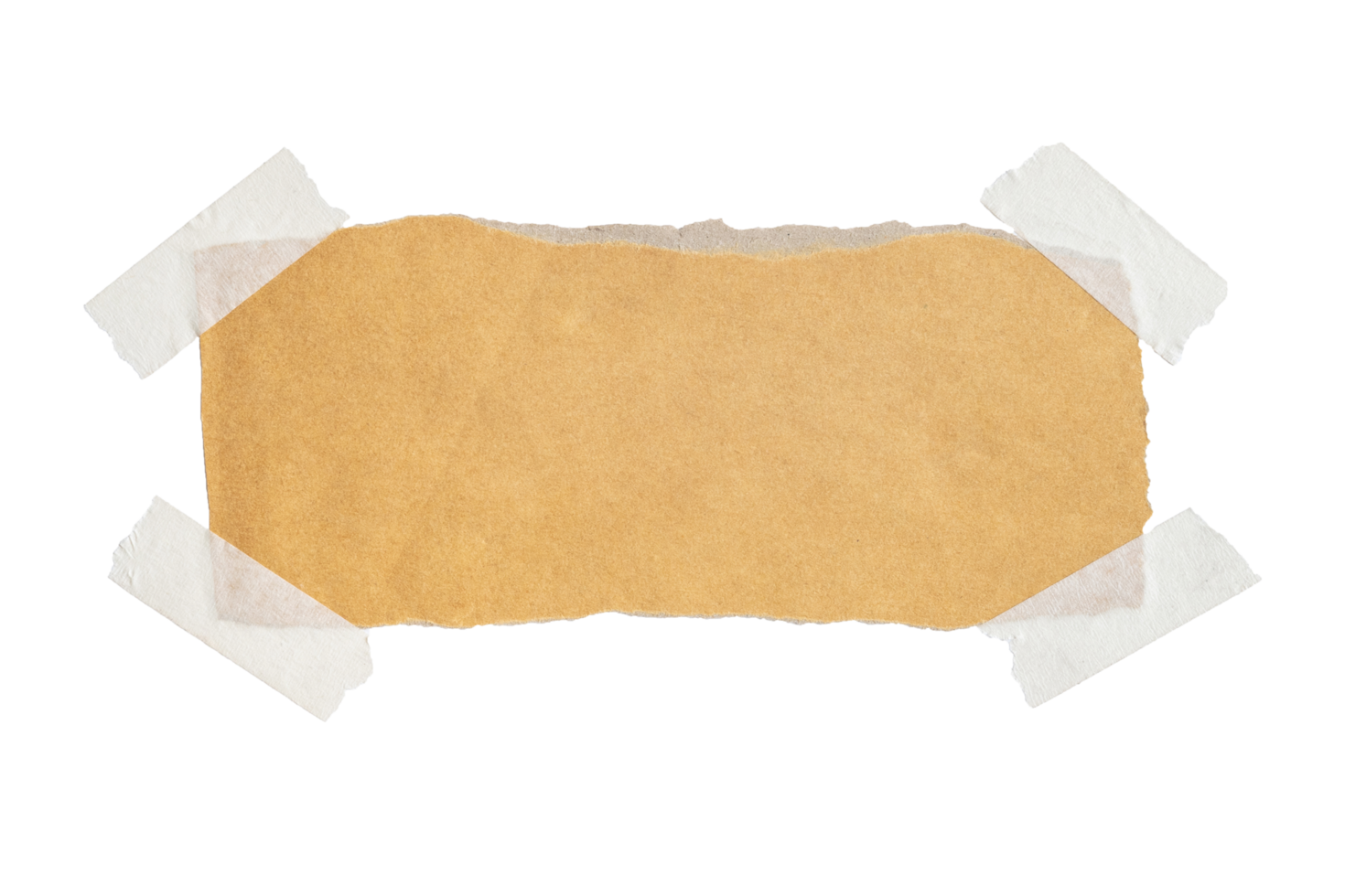 Brown paper with stick tape isolated on transparent background. Png realistic design element.