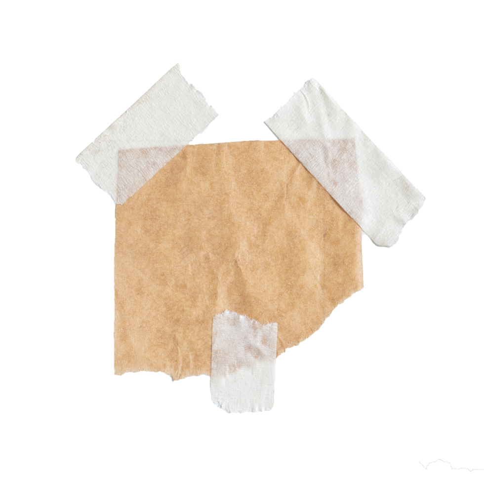 Brown paper with stick tape isolated on transparent background. Png realistic design element.