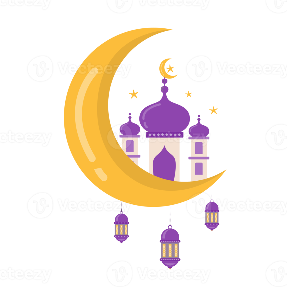 Crescent Moon with Mosque png