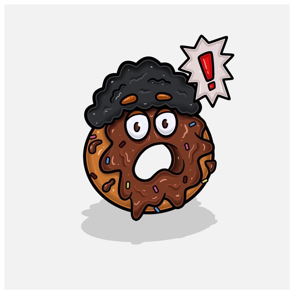 Character Cartoon of Chocolate Donut With Shocked Expression. With Simple Gradients. vector