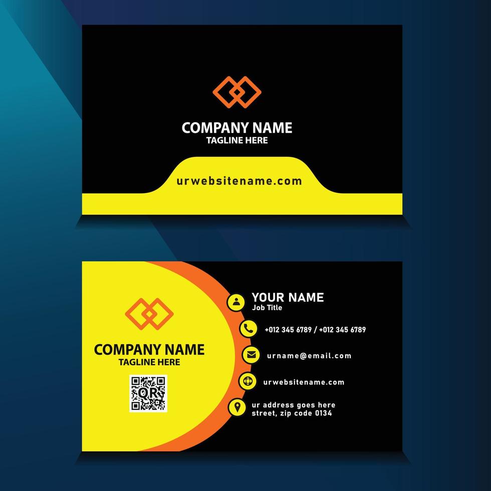 Free Stylish yellow Business Card Design free Vector