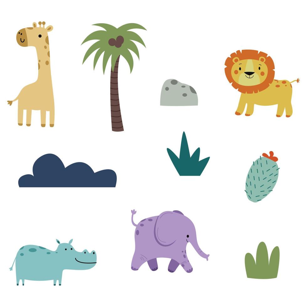 Safari Animals and Elements vector