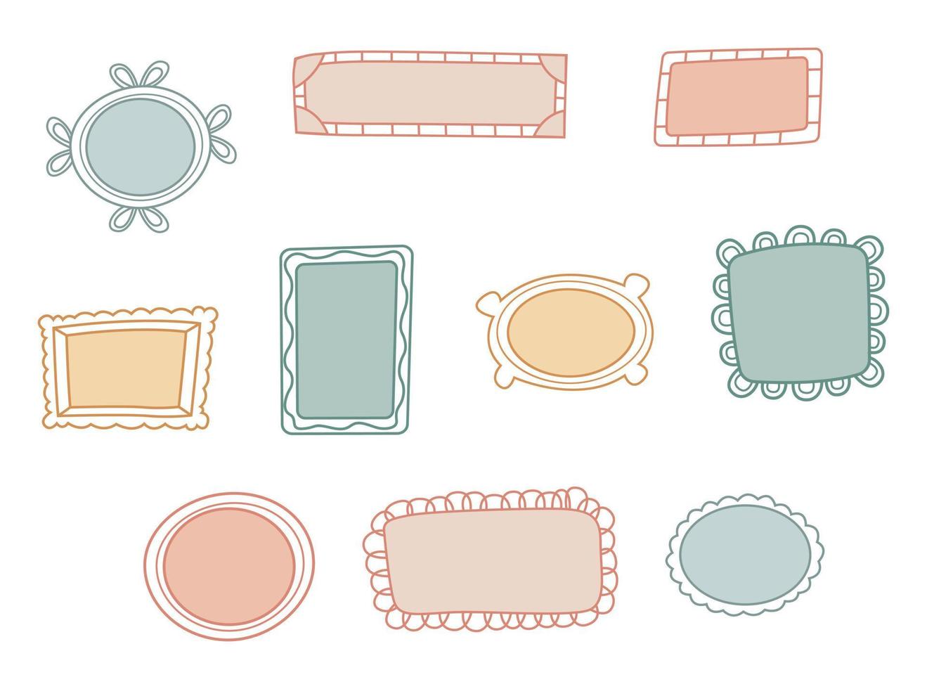 Set of Colorful Vector Doodle Frames