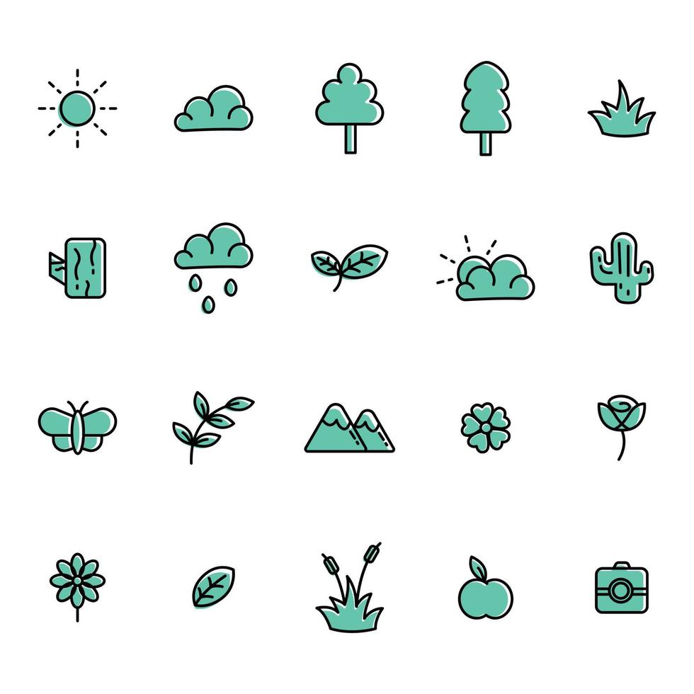 conjunto de iconos de la naturaleza vector