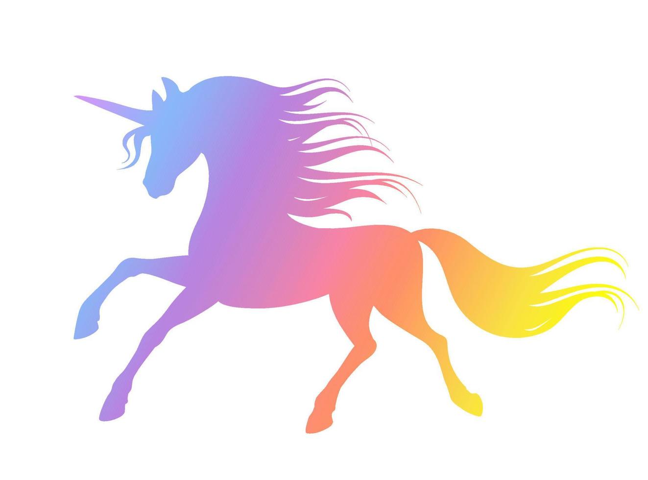 Rainbow silhouette of a unicorn for design. vector