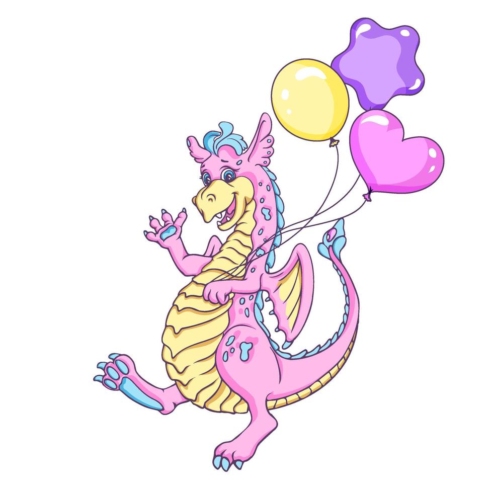 Pink cute dragon. 21016268 Vector Art at Vecteezy