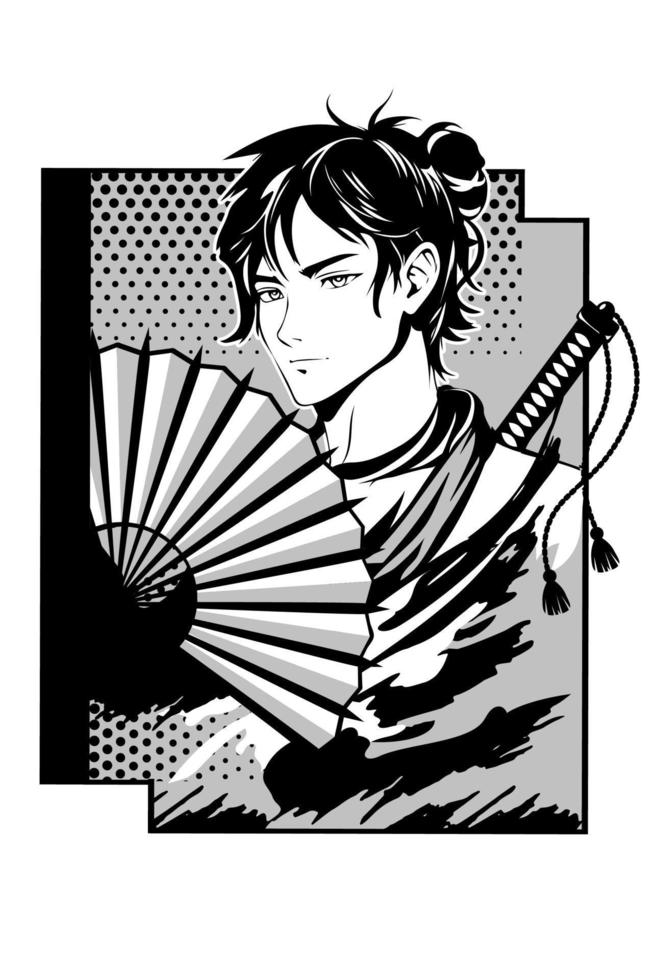 Man in the style of manga and anime. vector