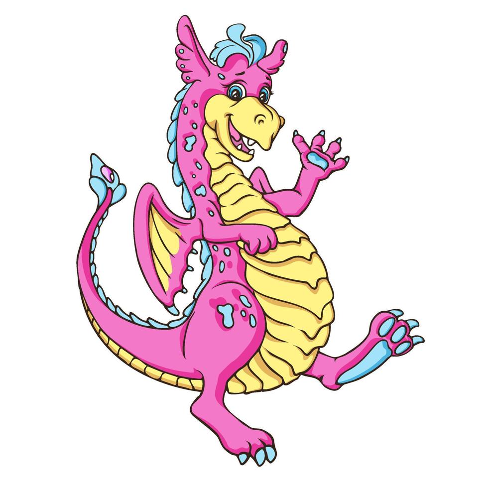 Pink cute dragon. vector