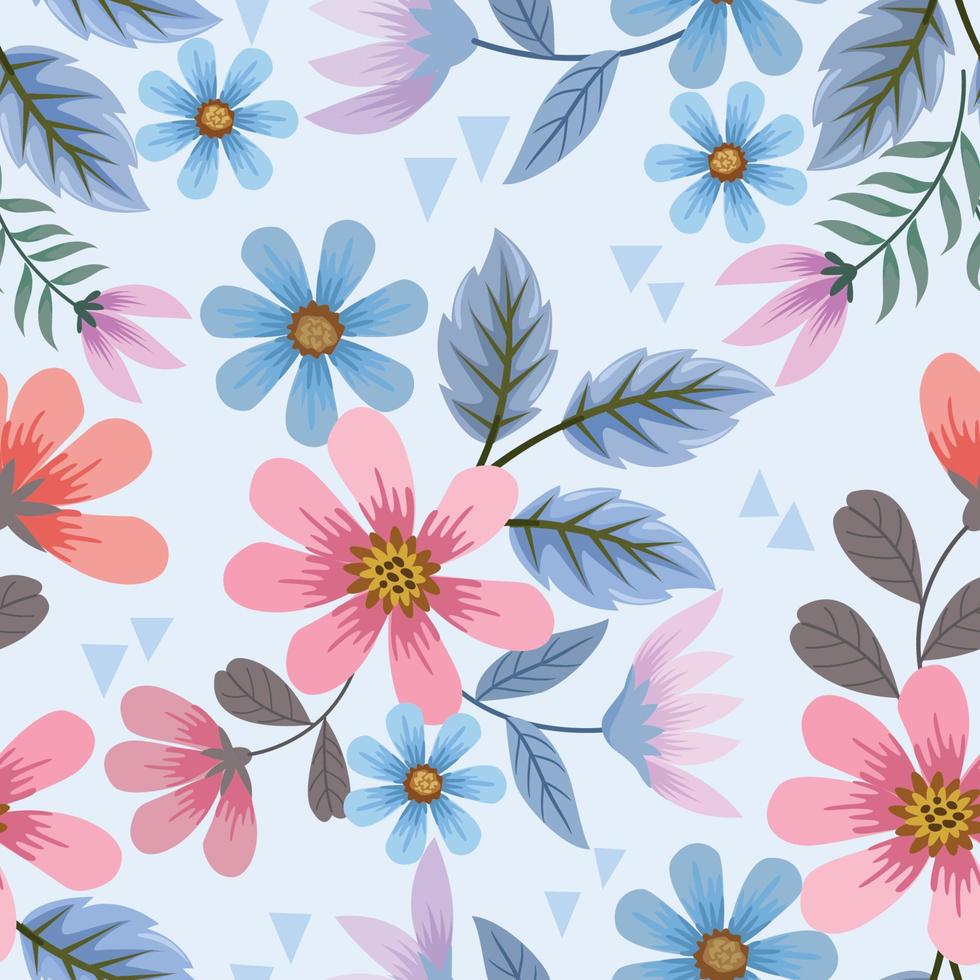 Colorful hand draw flowers design seamless pattern. vector