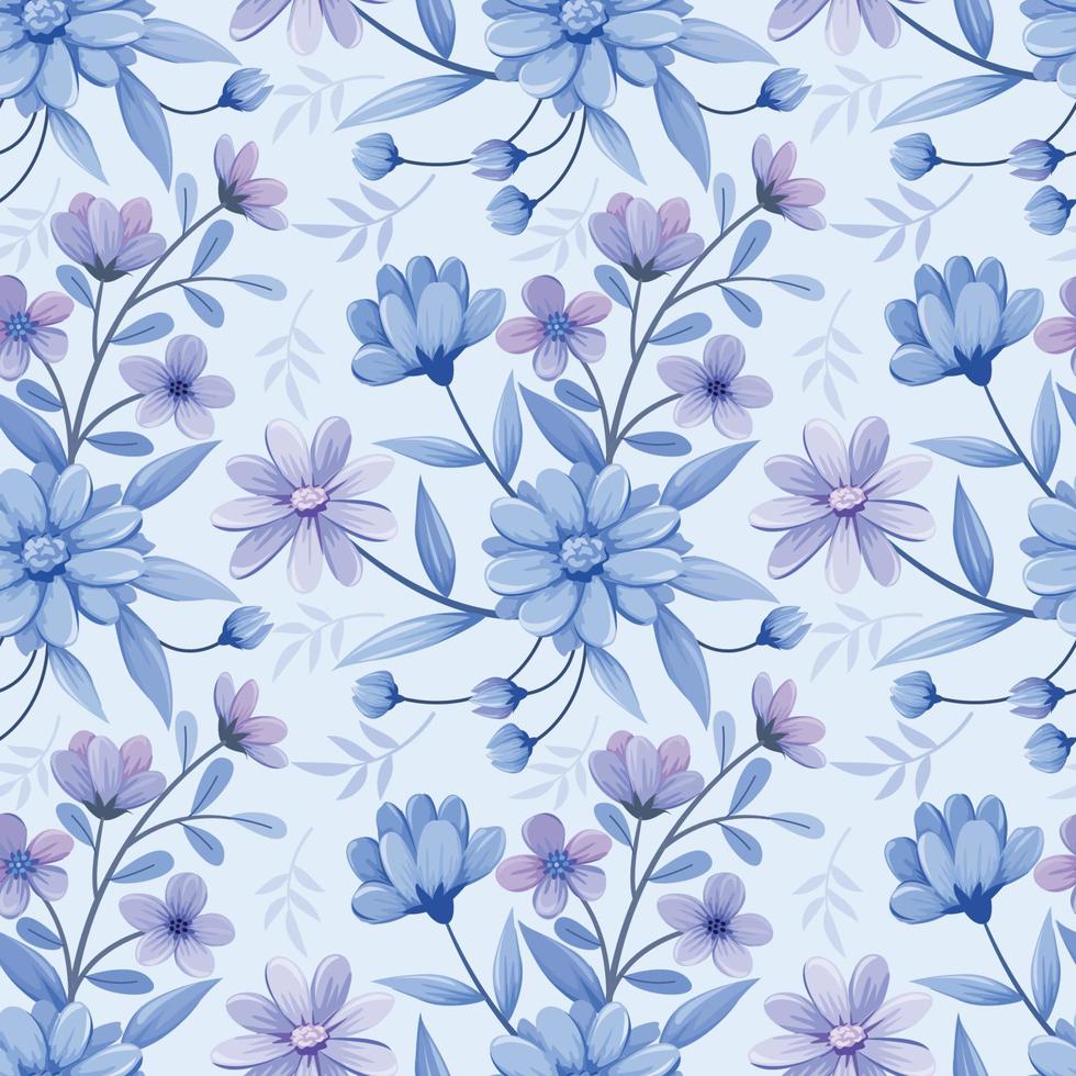 Colorful hand draw flowers seamless pattern for fabric textile wallpaper. vector