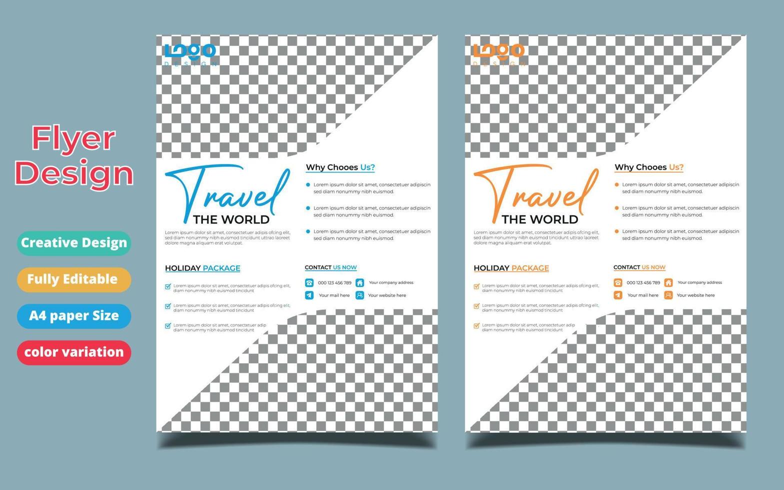 Travel sale social media banner post template design with agency logo, icon and abstract background for travelling business marketing. Summer beach holiday online promotion poster. vector