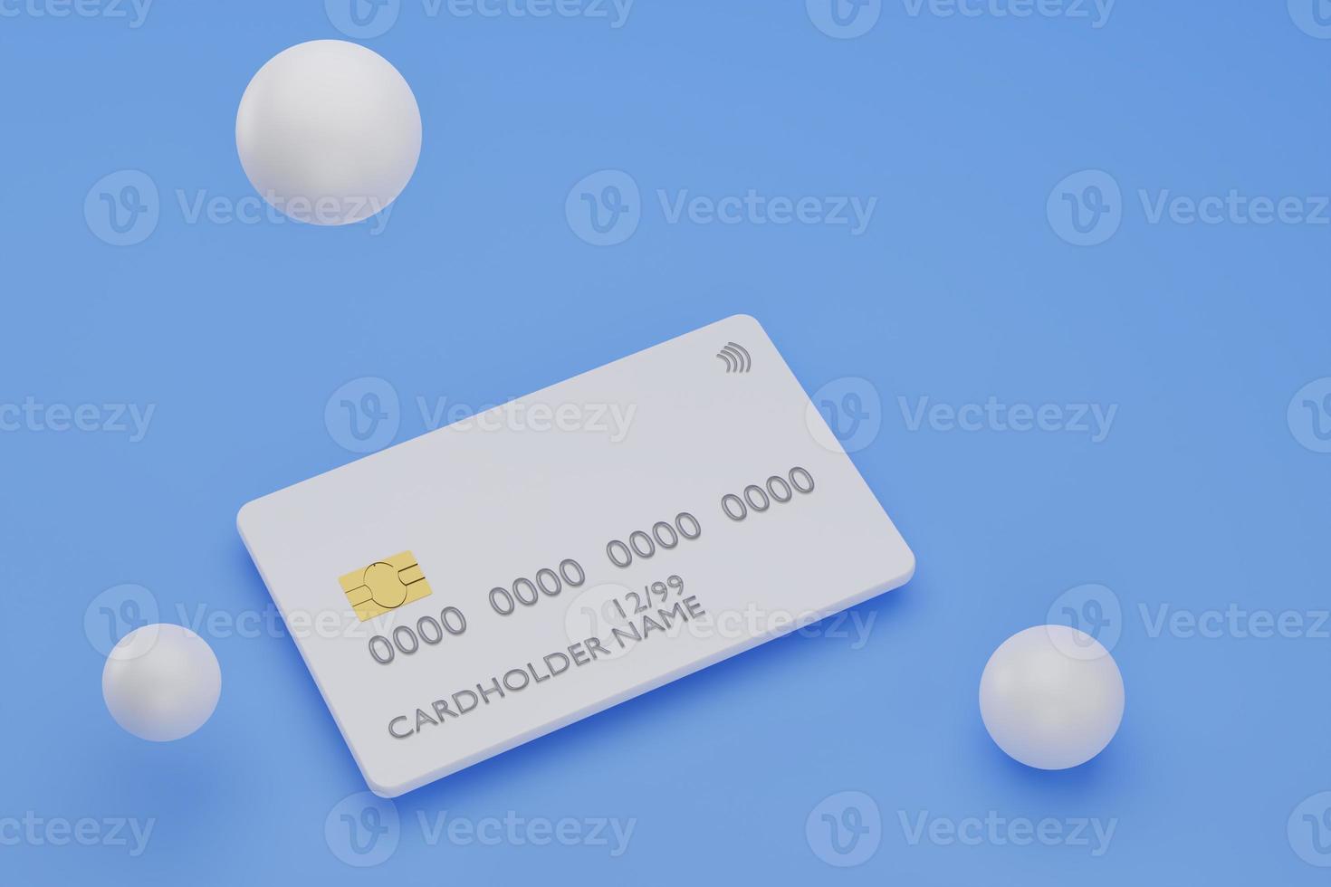 3d render of realistic credit card on blue background photo