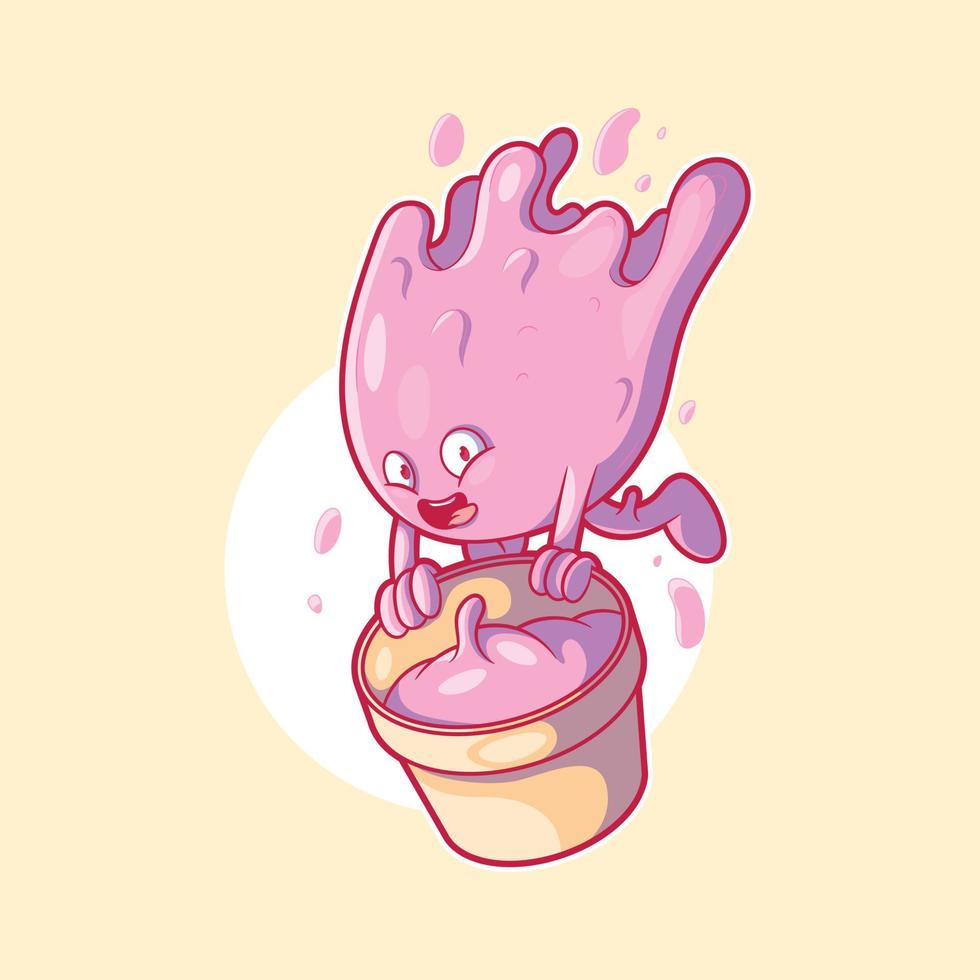 Ice cream character falling grabbing a cone vector illustration. Food, sweet, funny design concept.