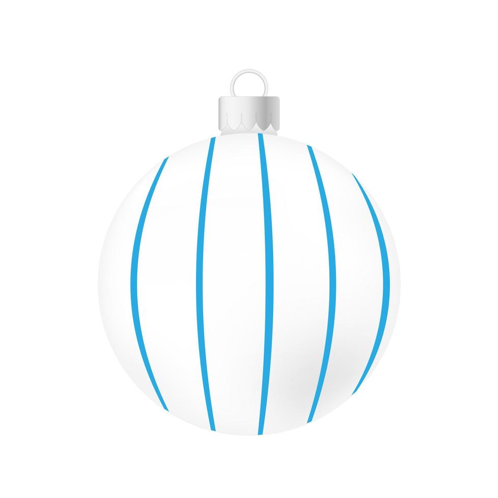 White Christmas tree toy or ball Volumetric and realistic color illustration vector