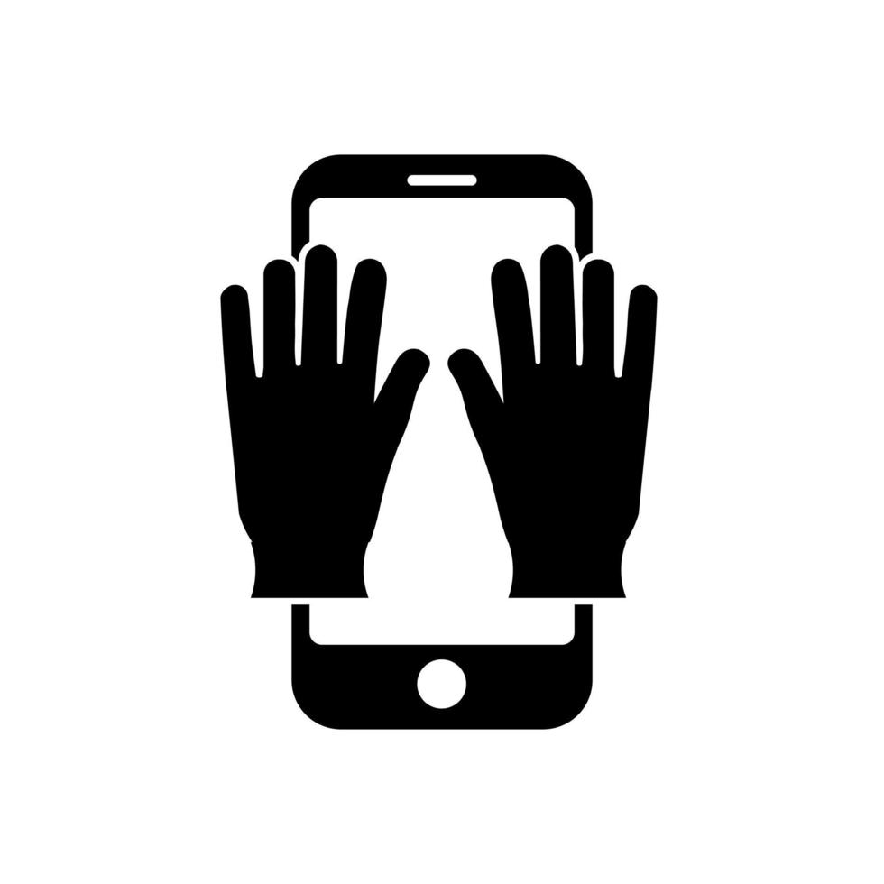 Phone with hands or gloves icon symbol for app and web vector