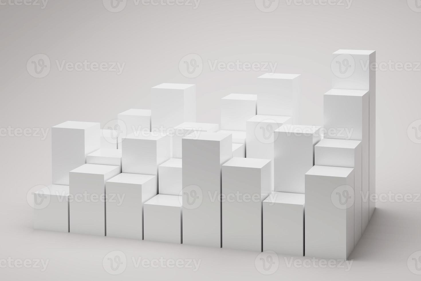 Many cubes on white background. 3d illustration. Square blocks podiums for presentation product photo