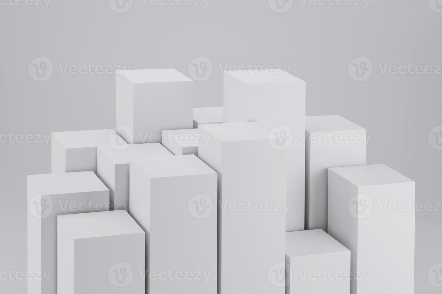 3d render of white geometric cubes. Abstract background photo