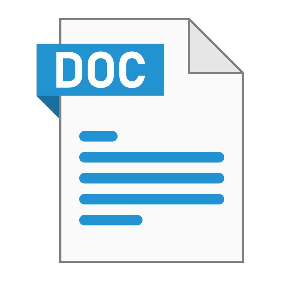 Modern flat design of DOC file icon for web vector