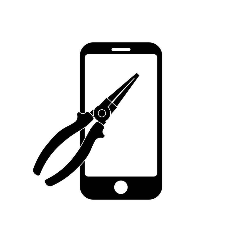 Phone with electric pliers icon symbol for app and web vector