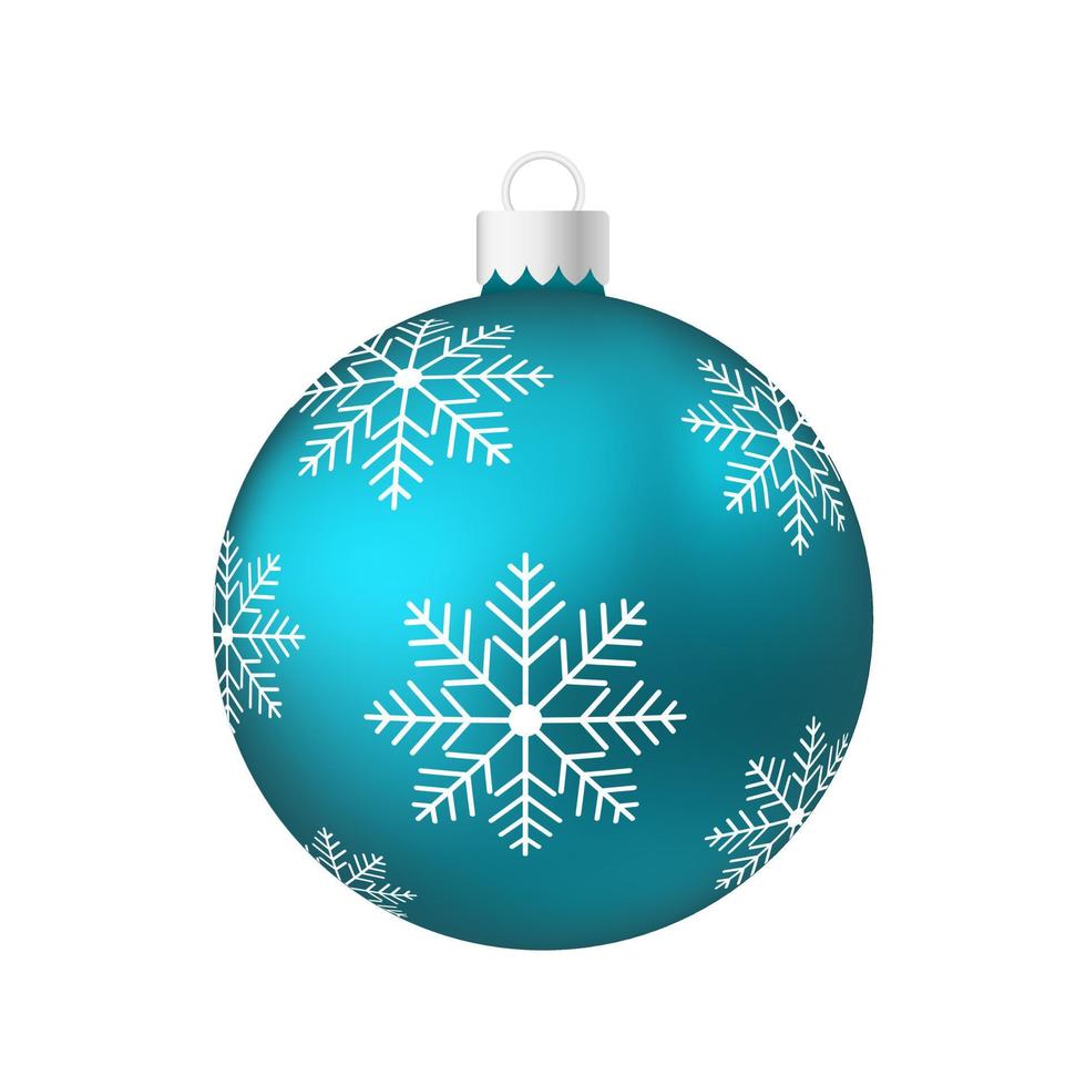 Aqua blue Christmas tree toy or ball Volumetric and realistic color illustration vector