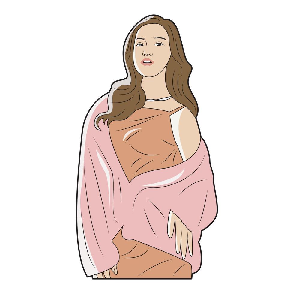 vector illustration of a beautiful woman with a simple fashion style