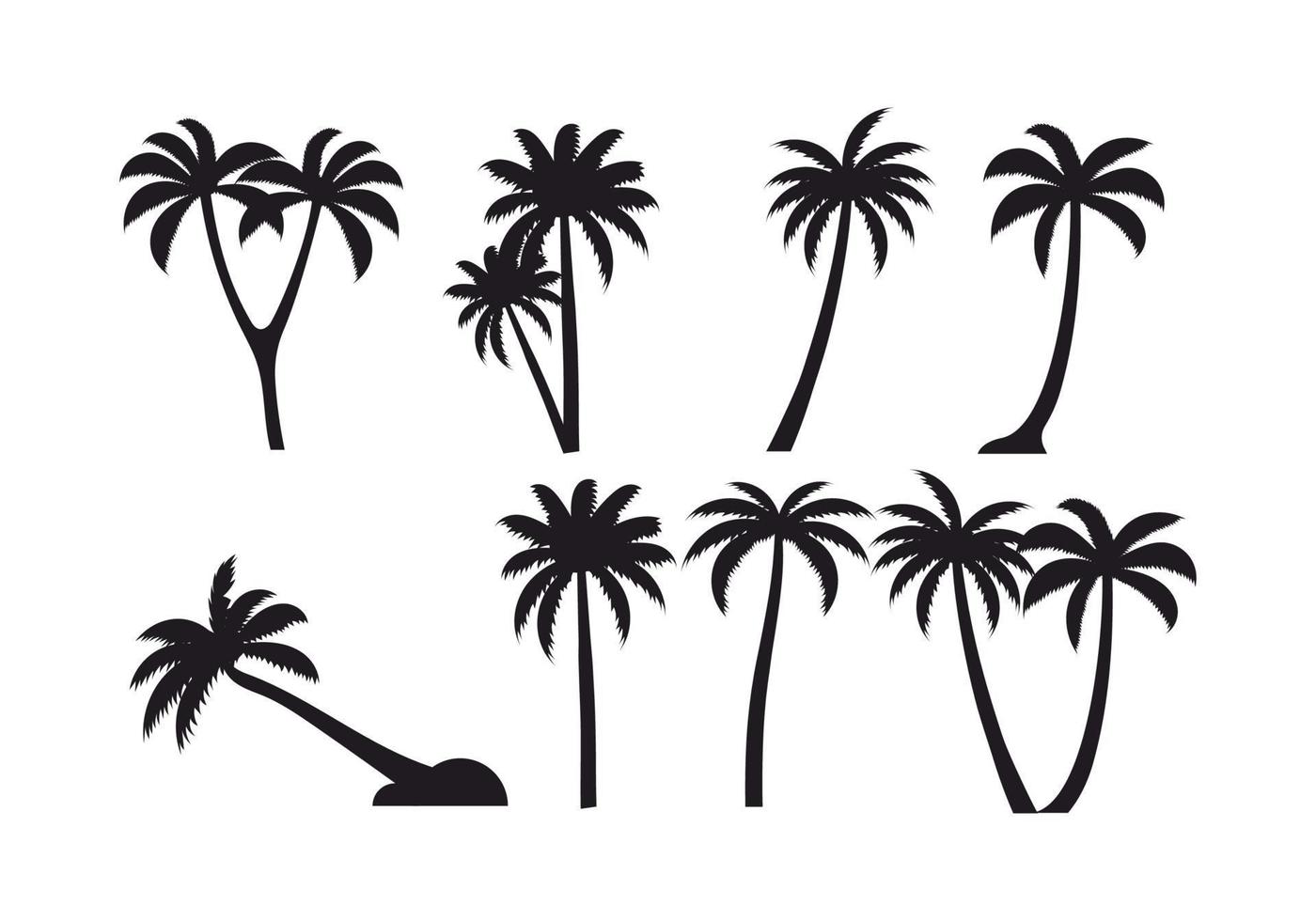 various coconut palm silhouettes on the with background vector