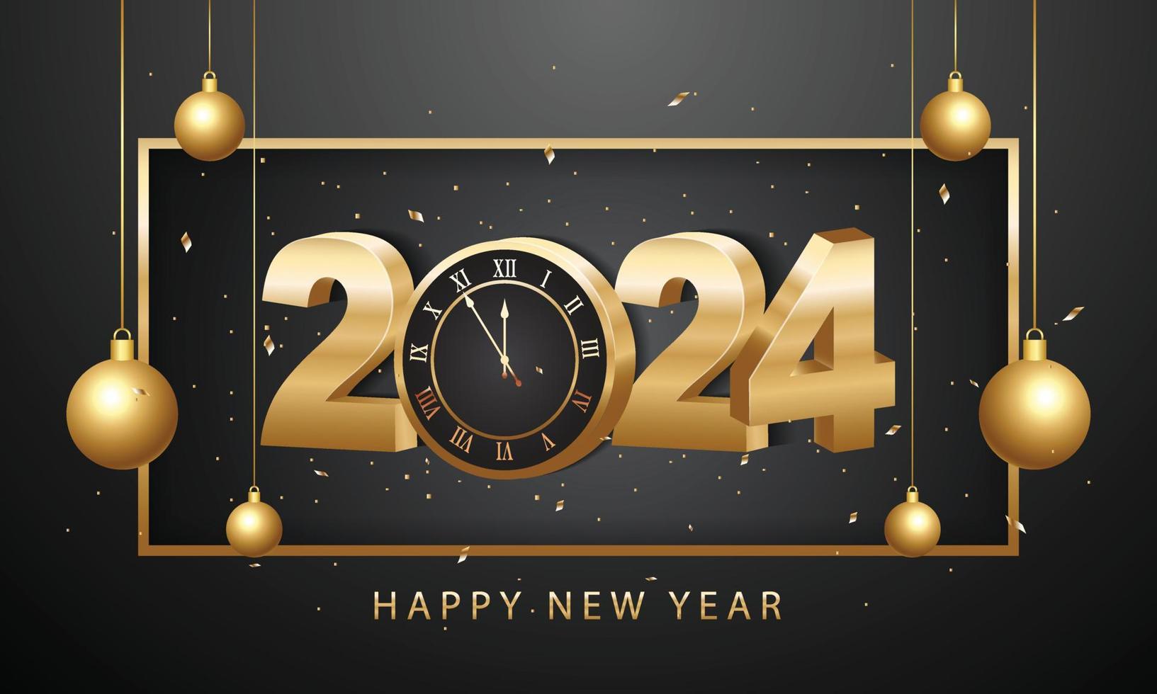 2024 Happy New Year Vector Background With Golden Gift Bow Confetti White  Numbers Winter Holiday Greeting Card Design Template Christmas And New Year  Posters Stock Illustration - Download Image Now - iStock