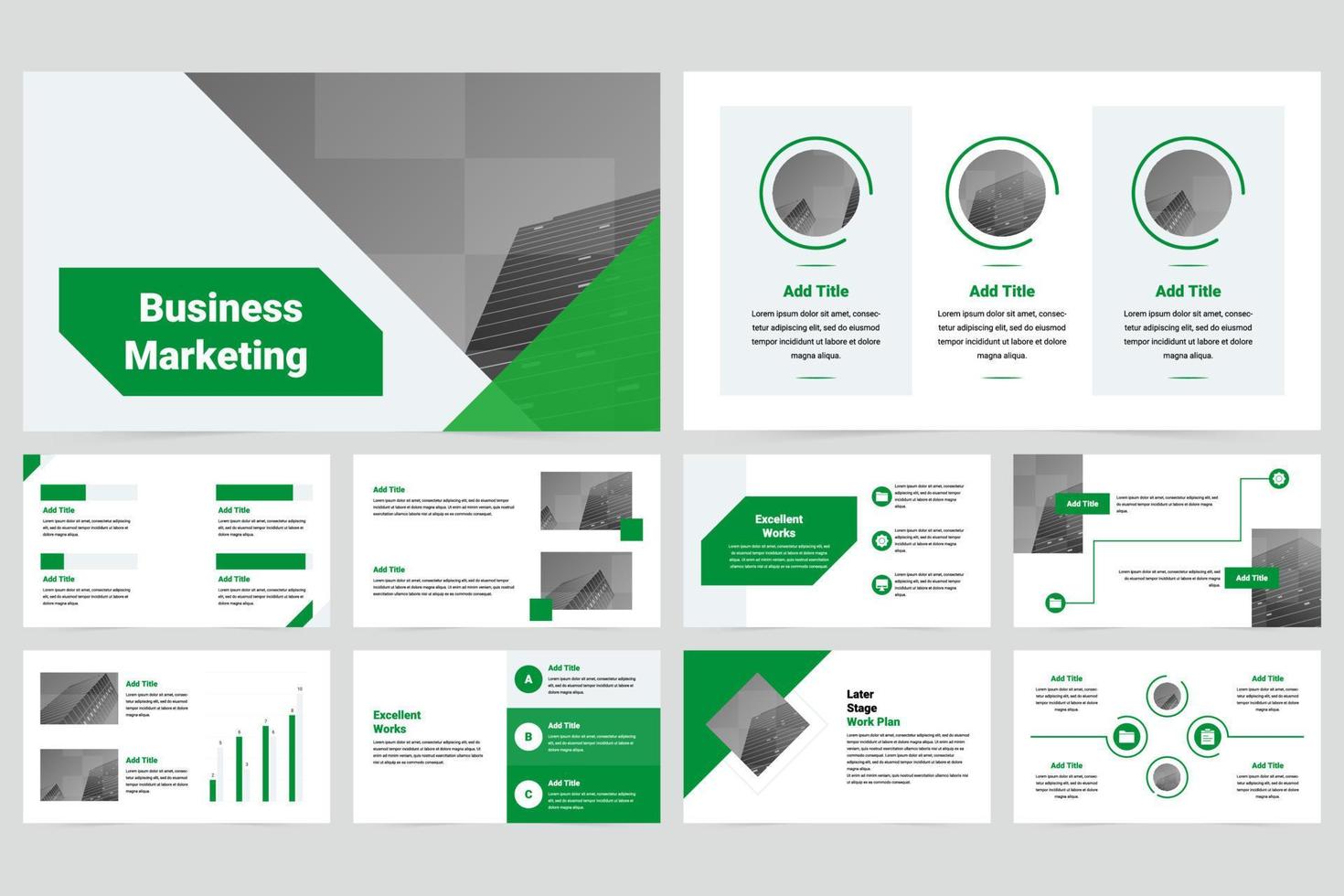 Green Modern Business Marketing Work Report Presentation vector