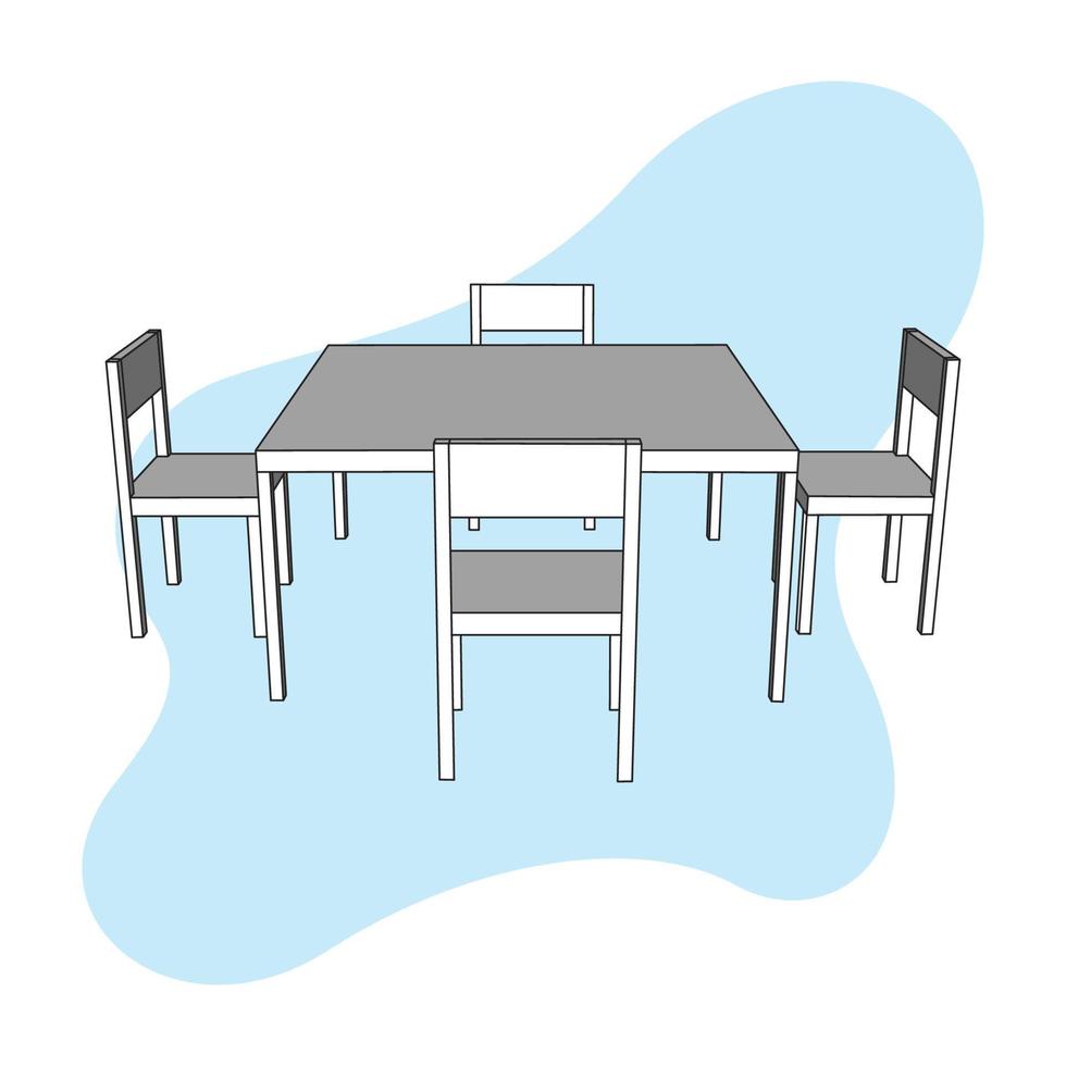 dining table with 4 chairs 02 vector
