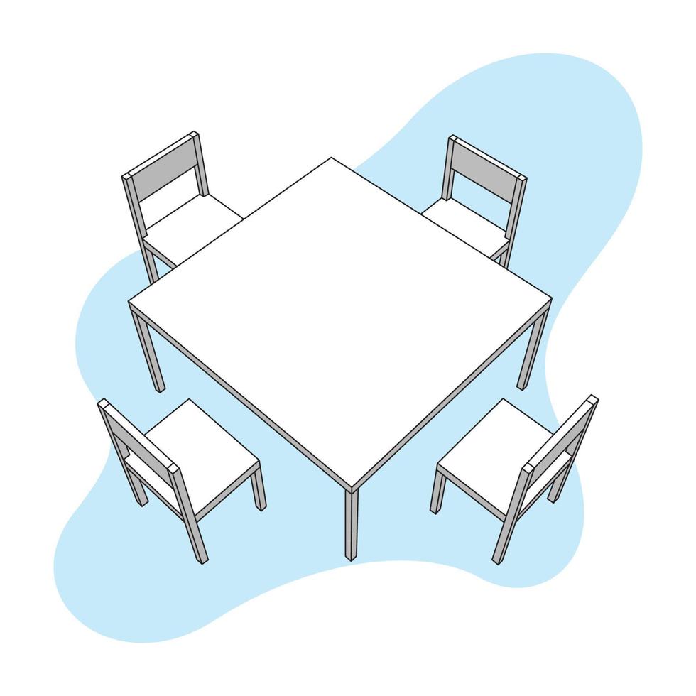 dining table with 4 chairs 01 vector