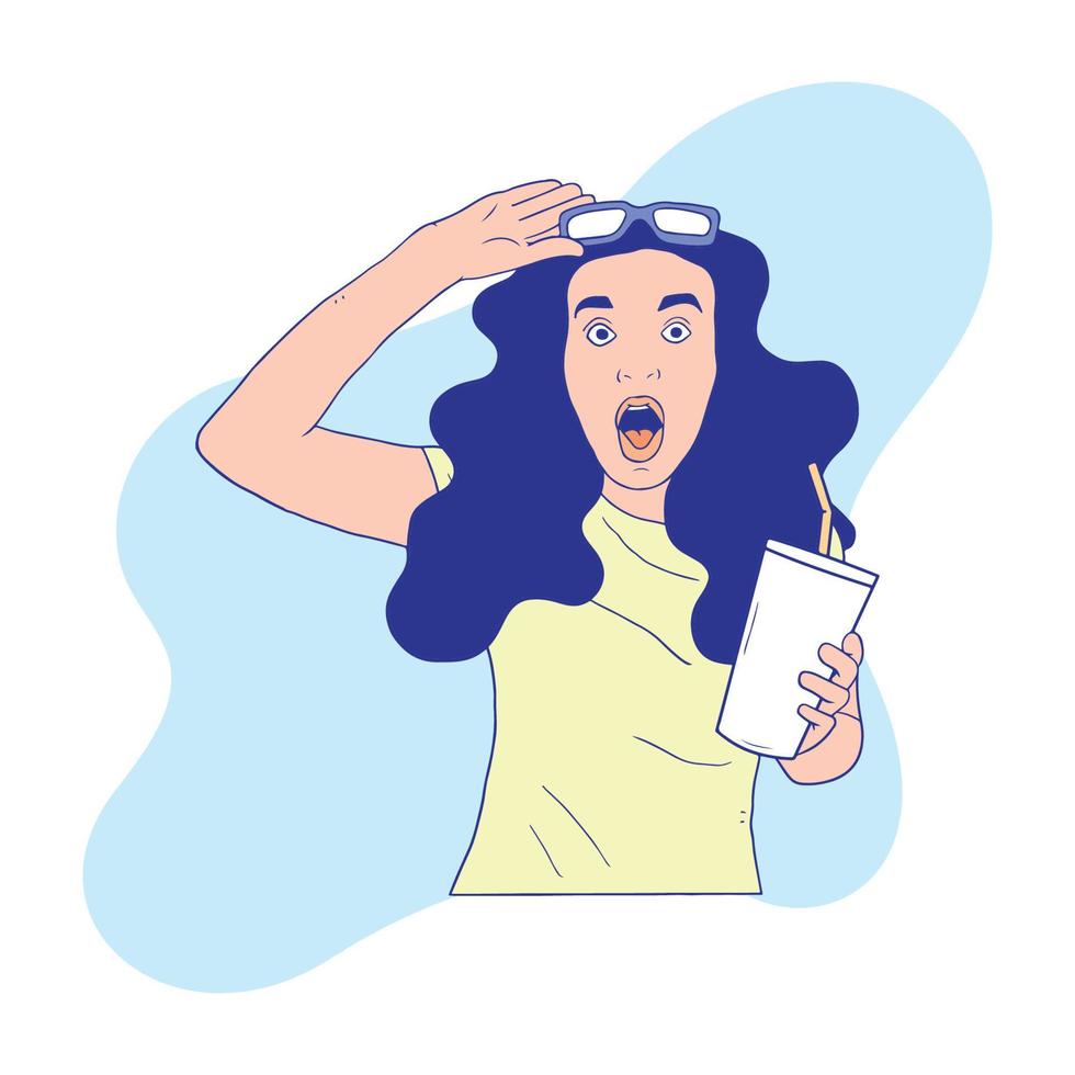 surprised woman with open mouth and bulging eyes vector