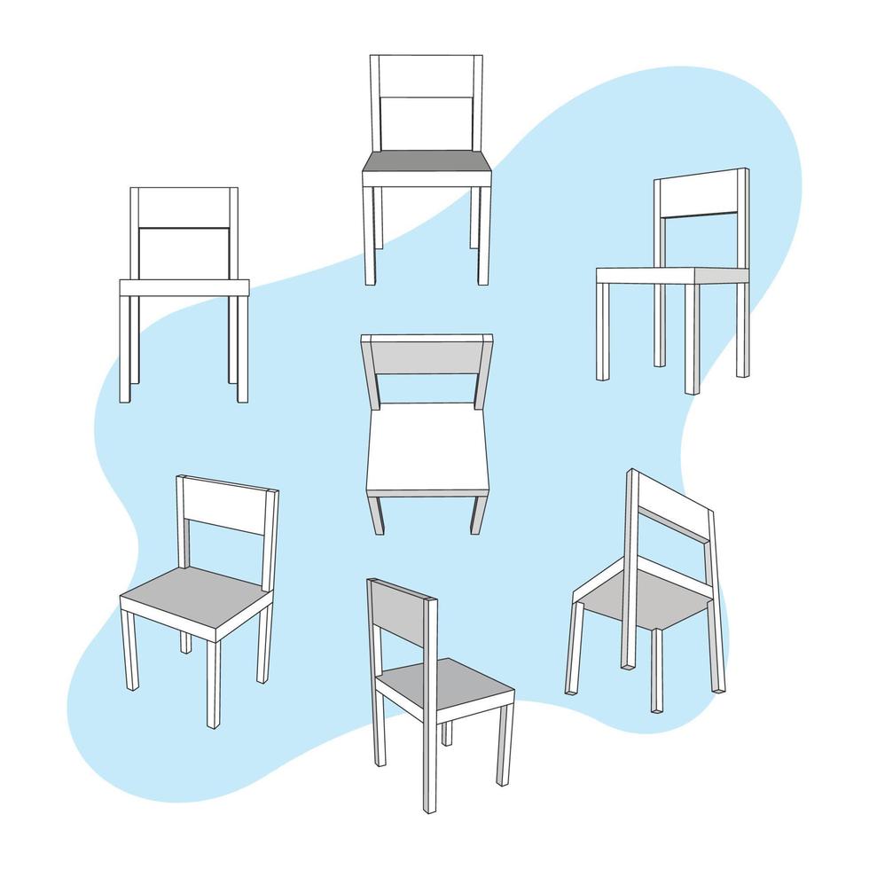 chairs in various positions vector