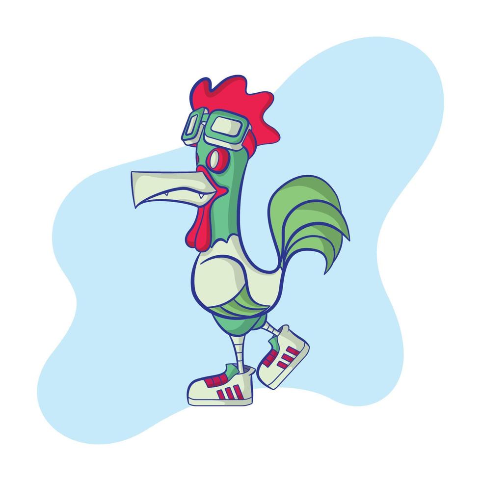 rooster with glasses and shoes vector