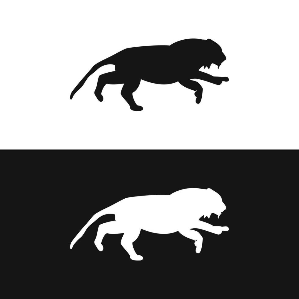 Elegant Vector Illustration of Running Tiger Silhouette