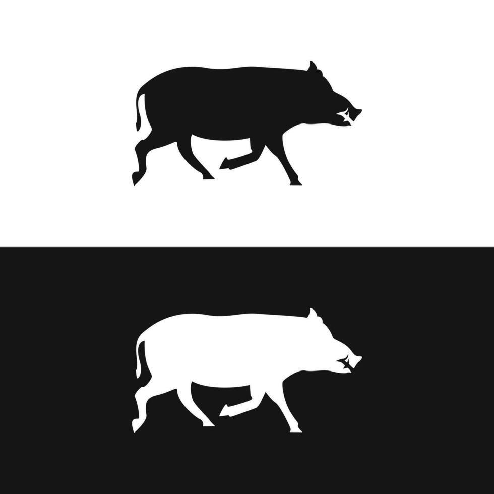 Elegant Vector Illustration of Wild Boar Silhouette