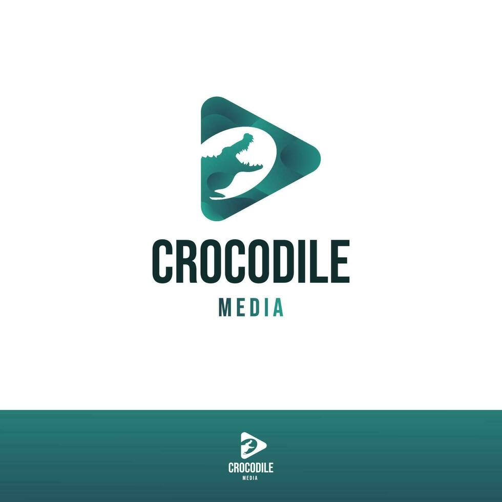 salvaje medios de comunicación cocodrilo logo ilustración vector
