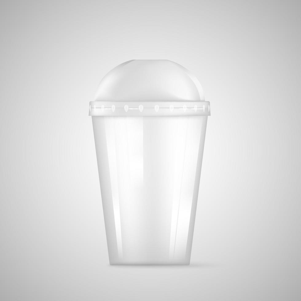 transparente el plastico vacío desechable taza para soda o cóctel. vector ilustración