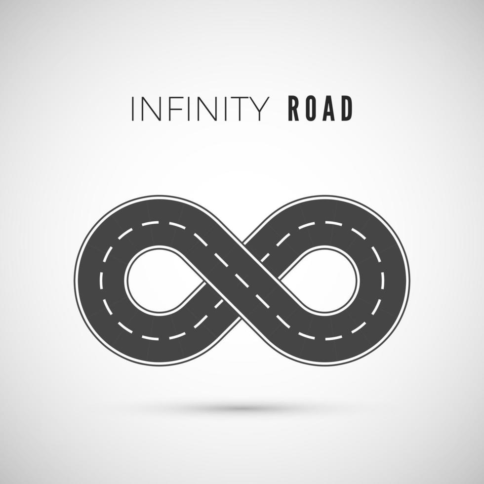 Endless road infinity sign. Loop way symbol. Vector illustration