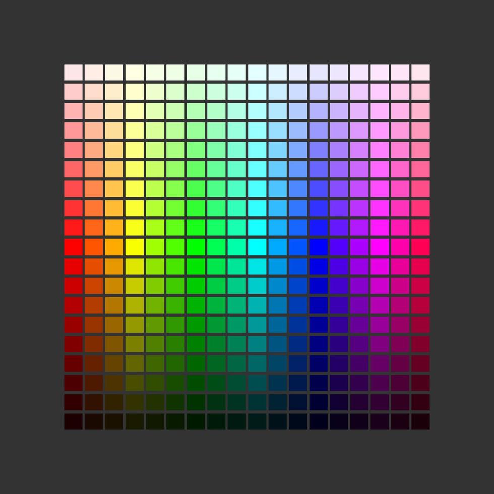 Colorful palette. Set of bright colors of rainbow palette. Vector illustration isolated on dark background