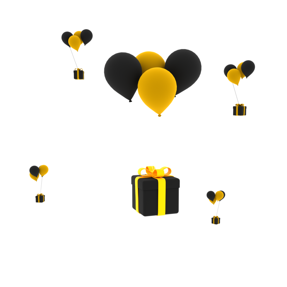 cadeaus en ballonnen 3d illustratie transparant achtergrond png