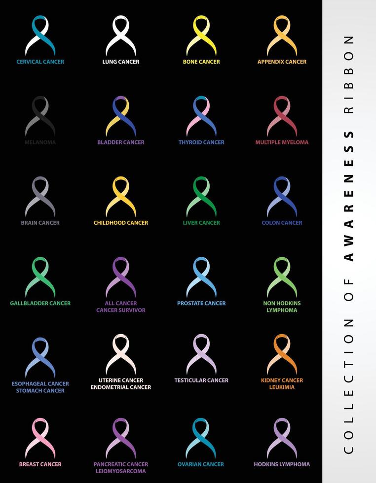 Set of colorful Awareness ribbons design element banner emblem sign symbol vector
