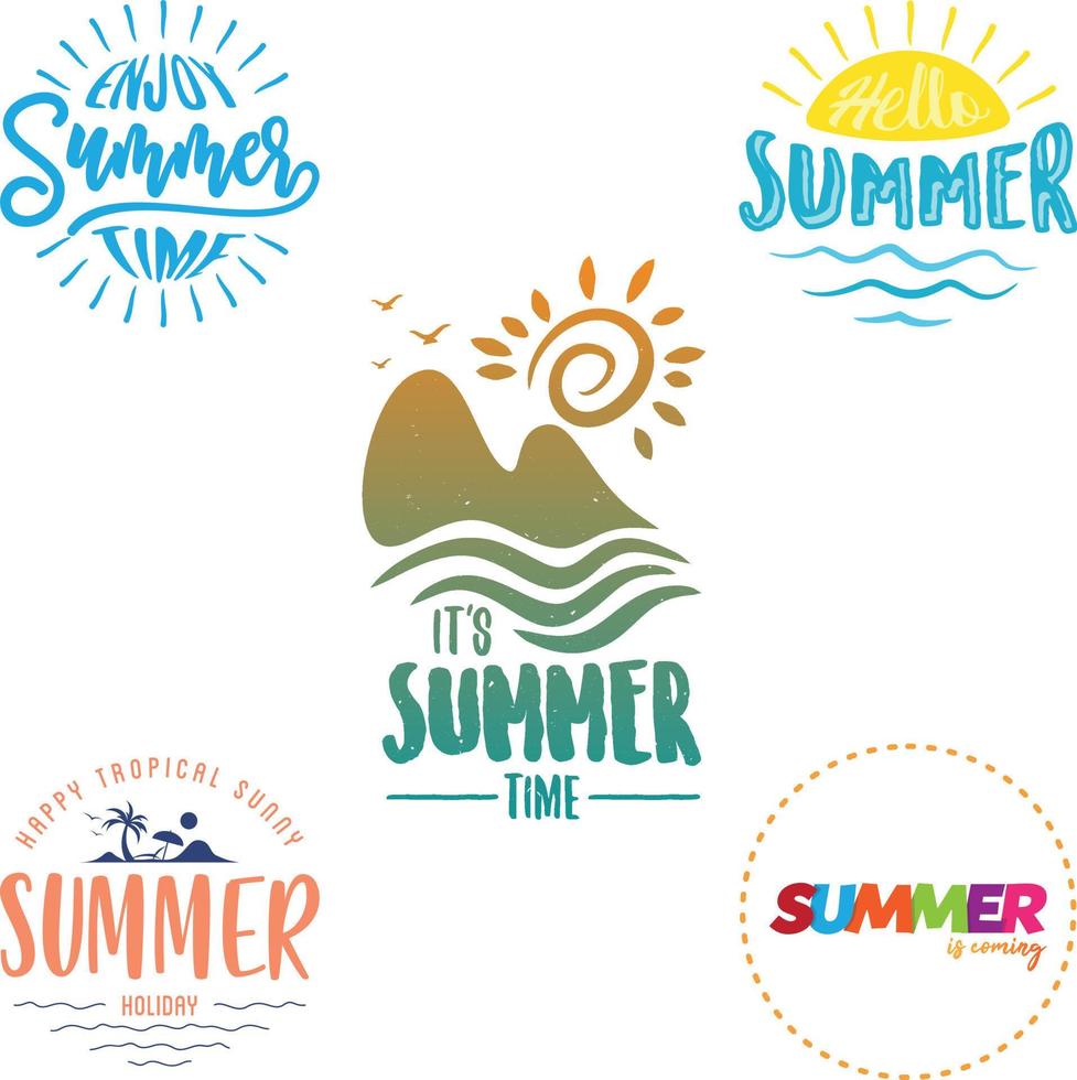 Set of summer background letter vector for element design on the white background