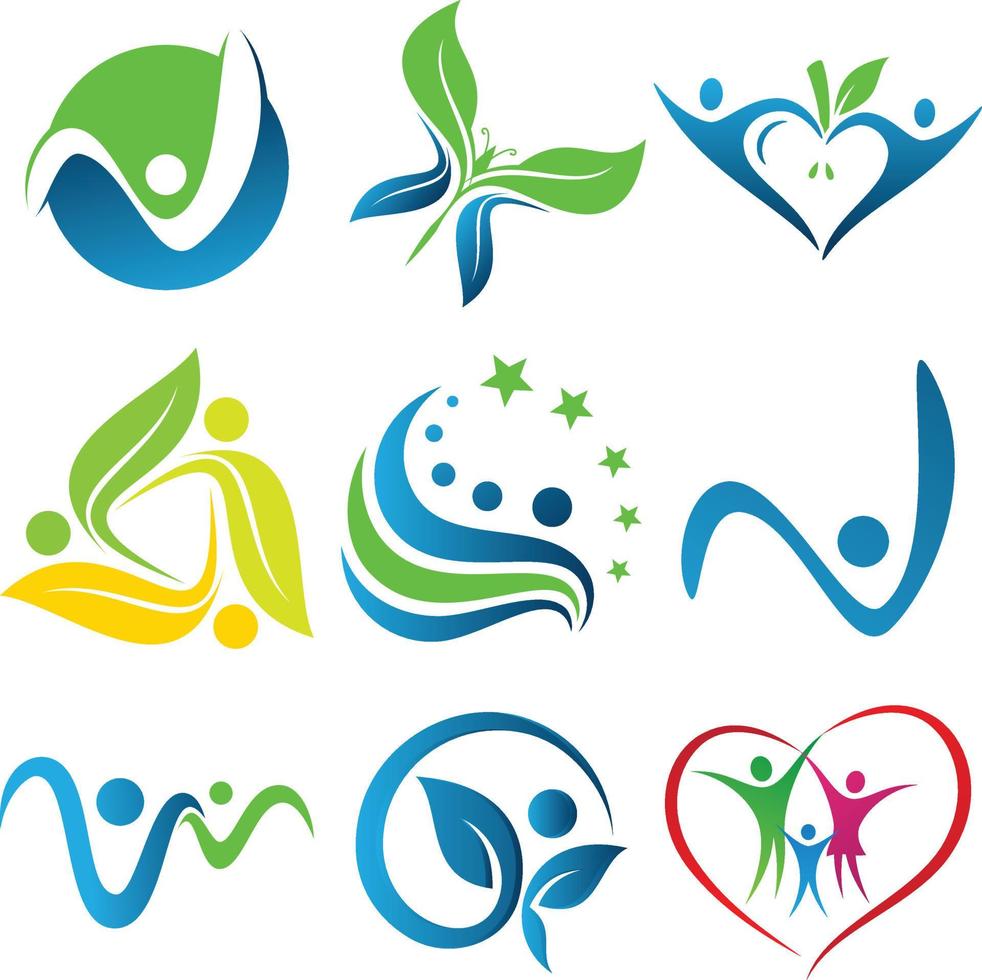 Set of colorful healthy icon symbol for element design on the white background vector