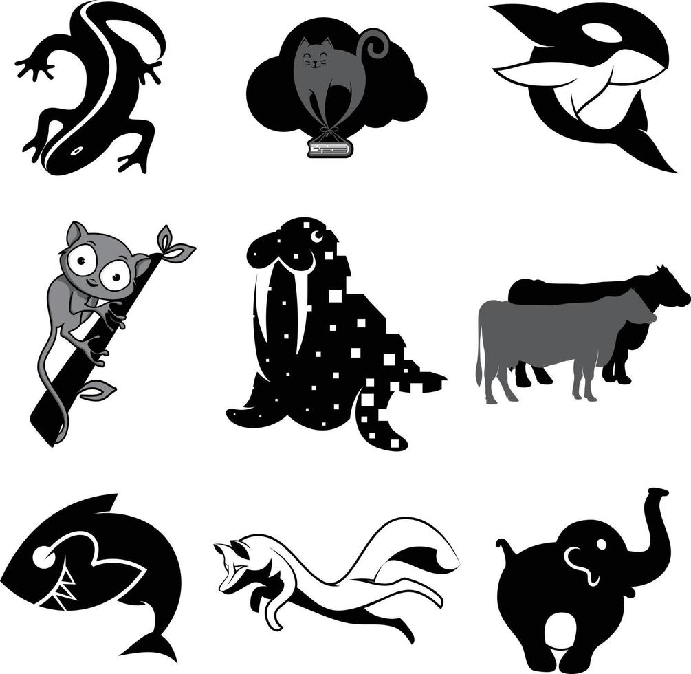 Set of animal vector icon symbol for element design on the white background