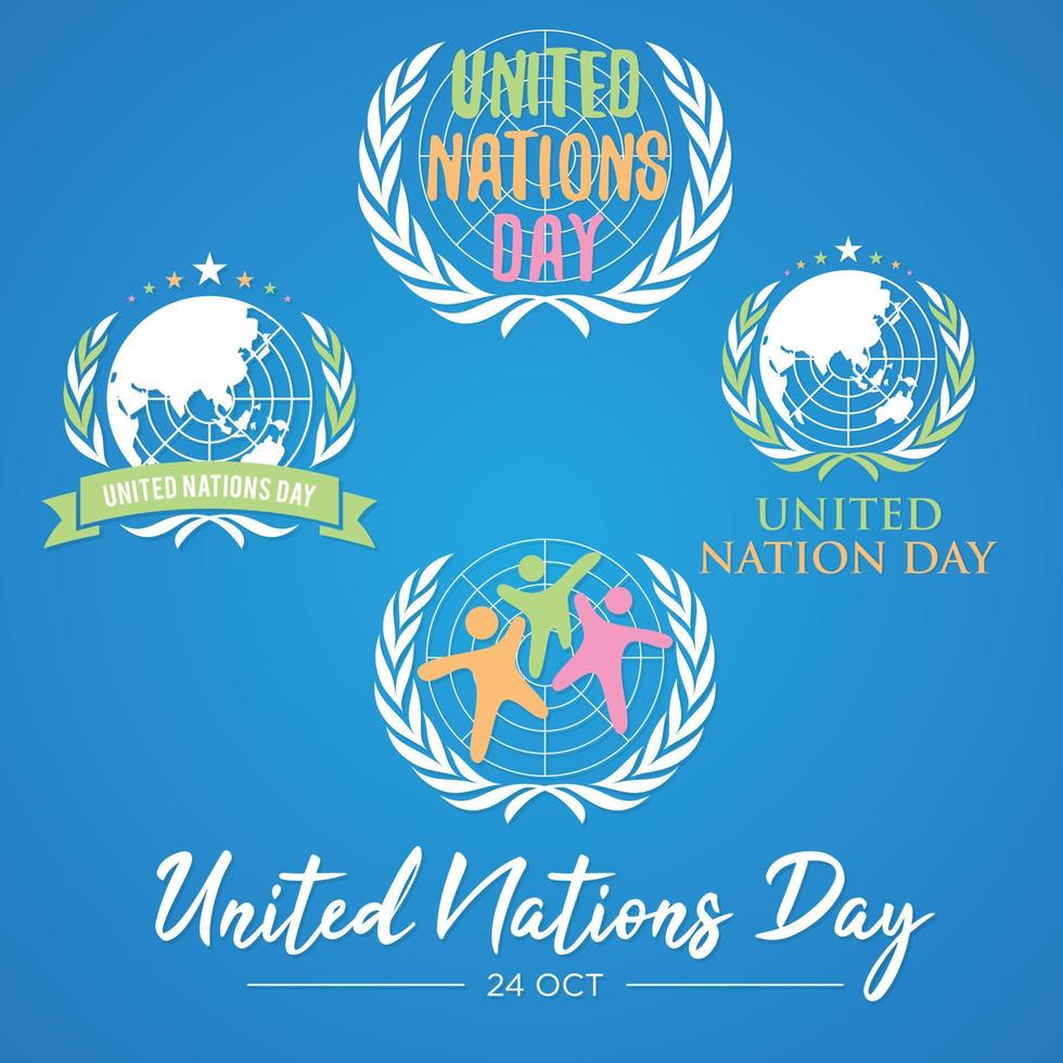 Set of colorful letter United Nation Day vector in flat style