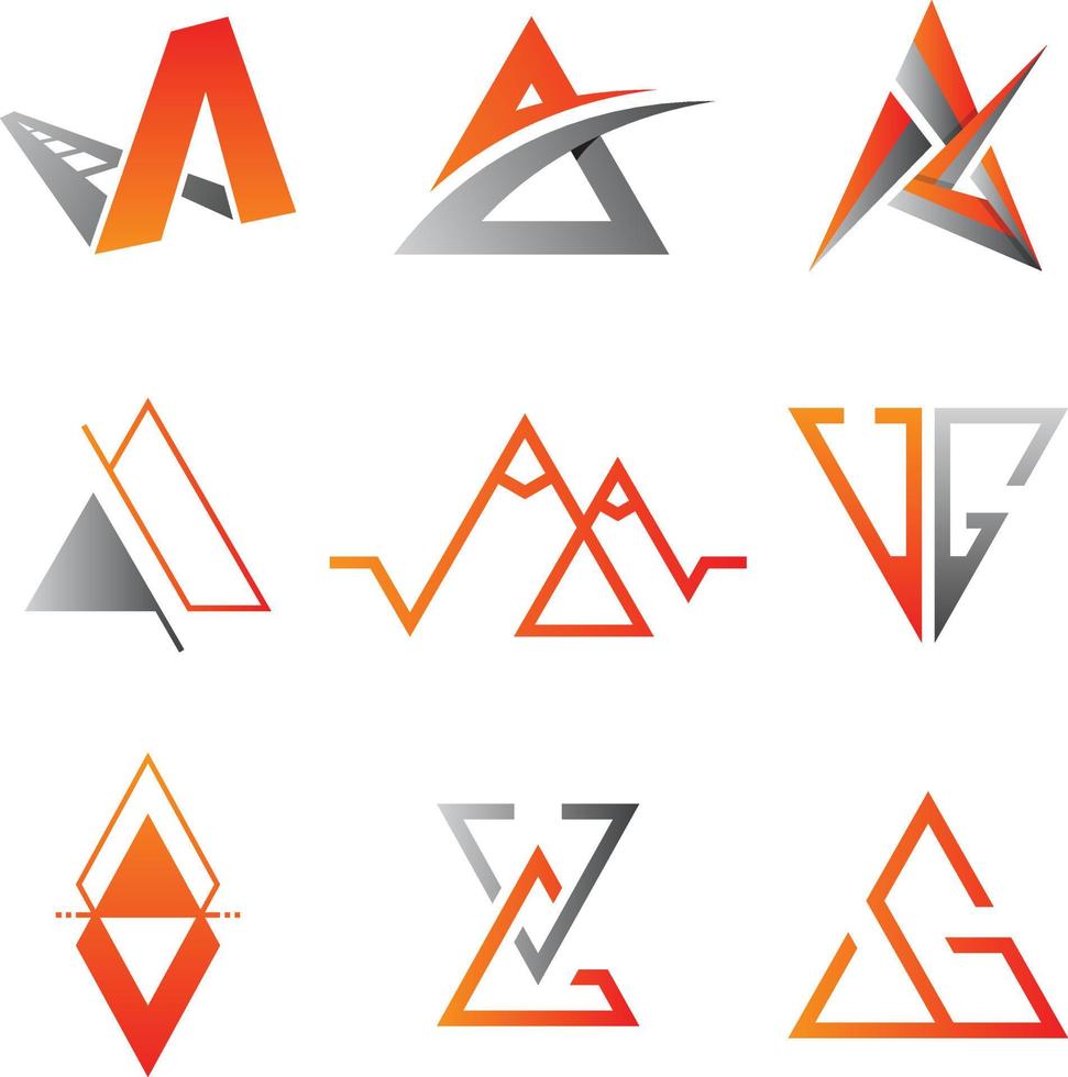 Set of triangle vector icon symbol for element design on the white background