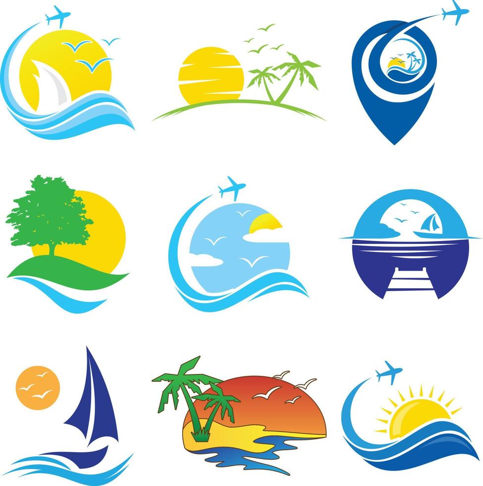 Set of colorful travel vector icon symbol for element design on the white background