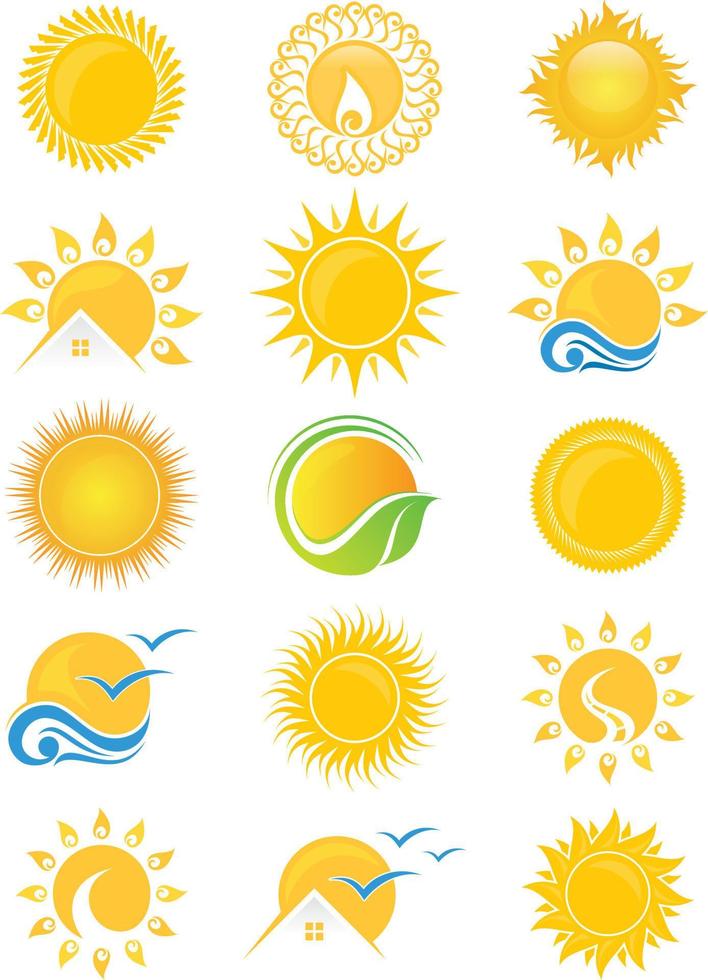 Set vector sun icon symbol for element design on the white background
