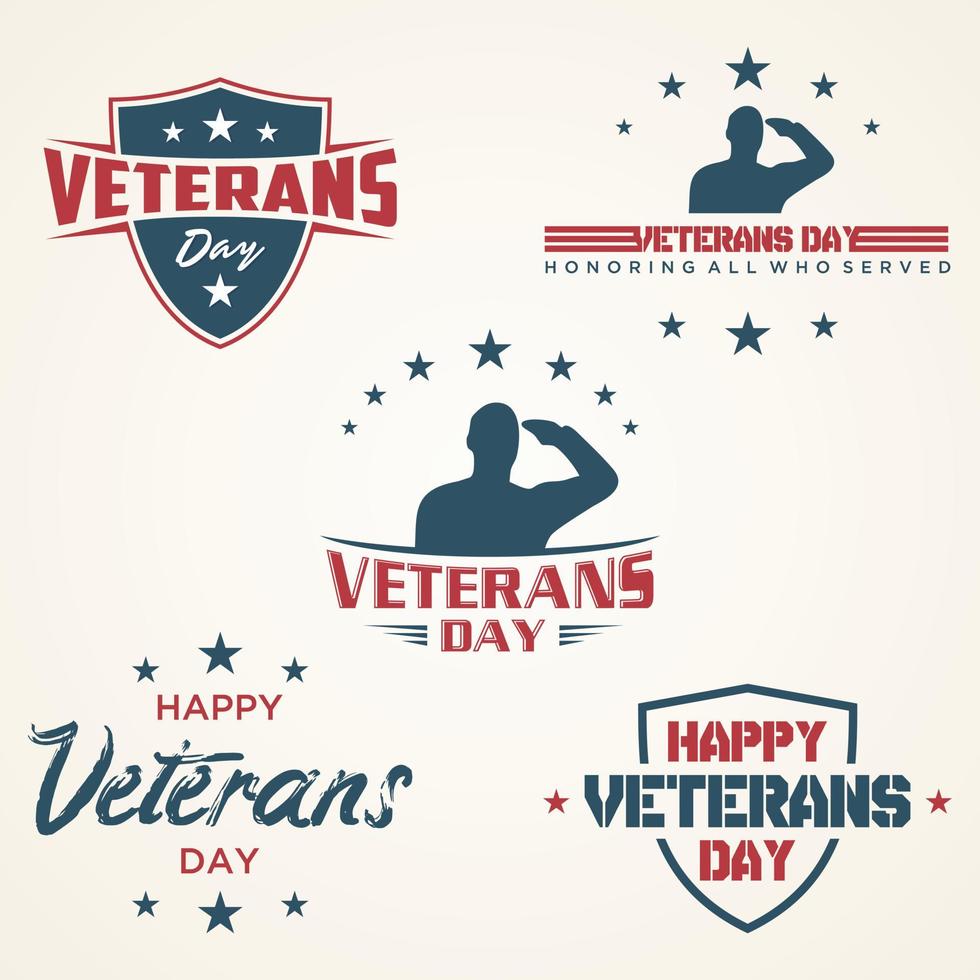 Set of vintage latter Happy Veterans day concept background vector