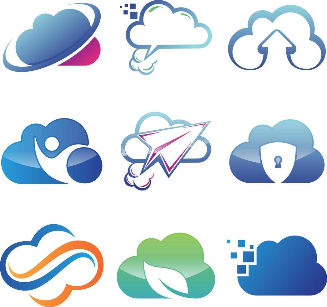 Set of IT cloud vector icon symbol for element design on the white background